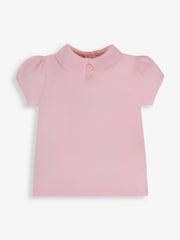 JoJo Maman Bébé Pink Plain Peter Pan Collar T-Shirt - Image 1 of 2