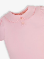 JoJo Maman Bébé Pink Plain Peter Pan Collar T-Shirt - Image 2 of 2