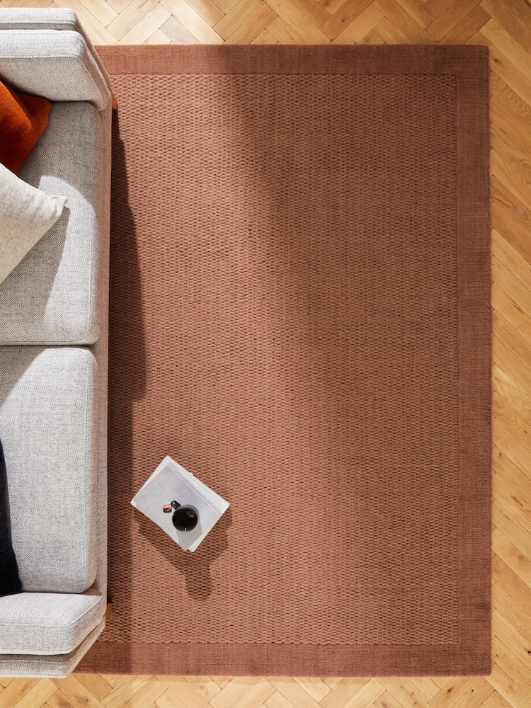 Rust Orange Border Rug - Image 1 of 6