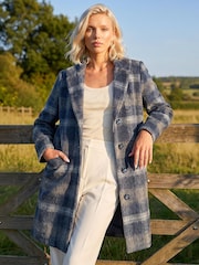 Roman Blue Petite Check Coat - Image 1 of 1