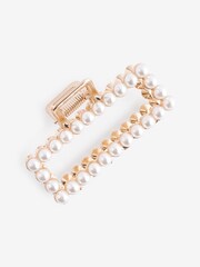 Gold Tone Pearl Rectangle Hair Claw - Image 2 of 3