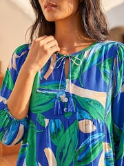 Roman Blue Tiered Tie Front Dress - Image 4 of 4
