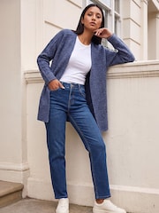 Roman Blue Petite Contrast Cable Knit Cardigan - Image 2 of 4
