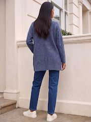 Roman Blue Petite Contrast Cable Knit Cardigan - Image 3 of 4