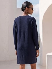 Roman Blue Petite Knitted Pintuck Shift Dress - Image 2 of 4