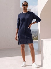 Roman Blue Petite Knitted Pintuck Shift Dress - Image 3 of 4