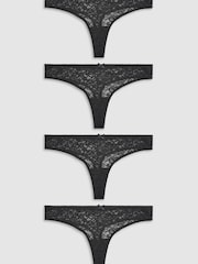 Black Thong Lace Knickers 4 Pack - Image 5 of 6