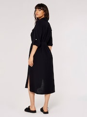 Apricot Black 2 Pocket Midi Shirt Dress - Image 2 of 4