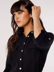Apricot Black 2 Pocket Midi Shirt Dress - Image 4 of 4