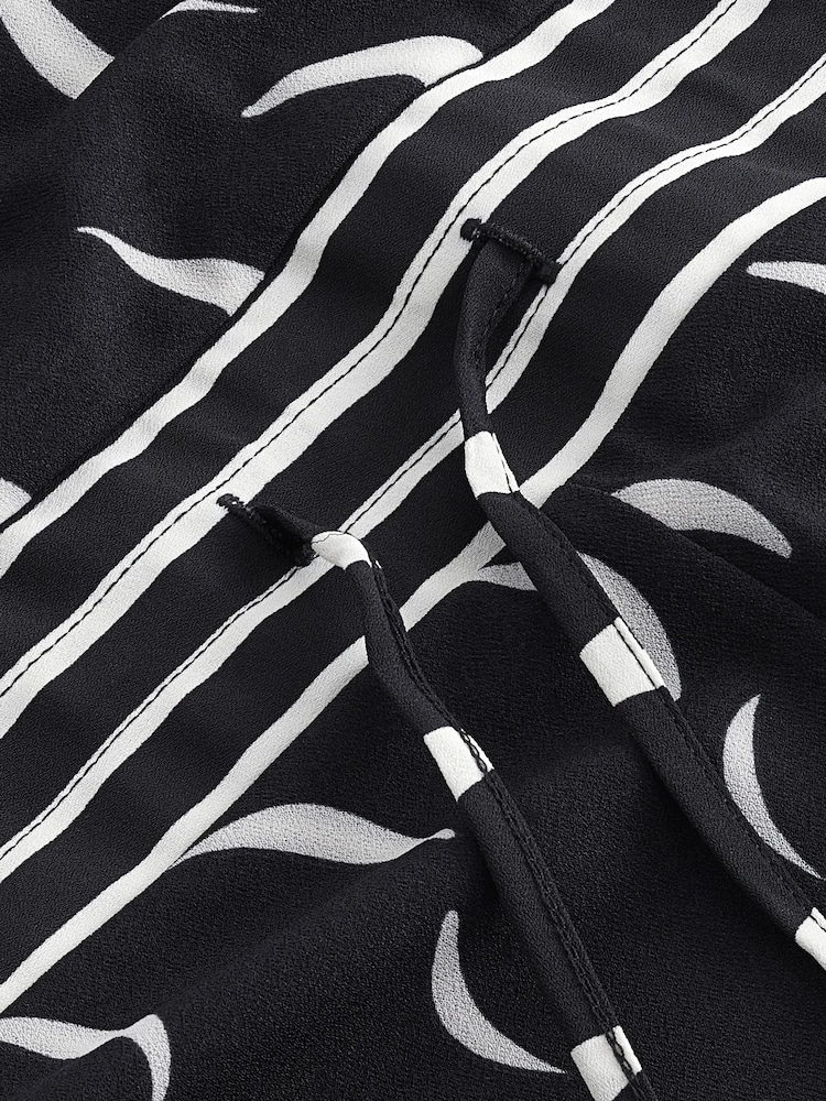 Black/White Moon Print Long Sleeve Column Midi Dress - Image 5 of 5