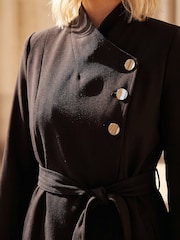Roman Black Petite Wrap Coat - Image 4 of 4