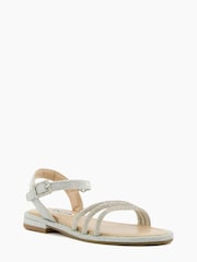 Dune London Silver Novaliie Embellished Rope Sandals - Image 2 of 4