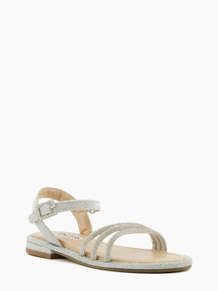 Dune London Silver Novaliie Embellished Rope Sandals - Image 2 of 4