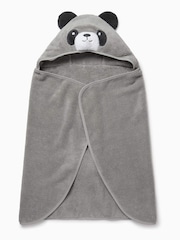 MORI Grey Panda Bear Organic Cotton Super Soft Kids Hooded Towel - Image 2 of 4