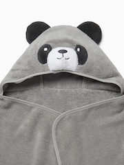 MORI Grey Panda Bear Organic Cotton Super Soft Kids Hooded Towel - Image 4 of 4