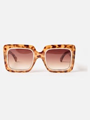 Oliver Bonas Brown Tort Oversized Square Sunglasses - Image 2 of 6