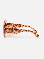 Oliver Bonas Brown Tort Oversized Square Sunglasses - Image 4 of 6