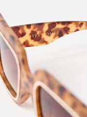 Oliver Bonas Brown Tort Oversized Square Sunglasses - Image 6 of 6