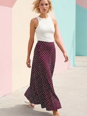 Roman Red Polka Dot Midi Skirt - Image 2 of 4