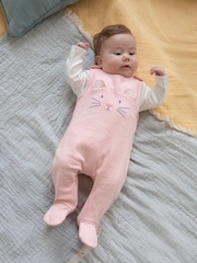 JoJo Maman Bébé Pink 2-Piece Mouse Dungaree Set - Image 1 of 5