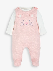 JoJo Maman Bébé Pink 2-Piece Mouse Dungaree Set - Image 2 of 5