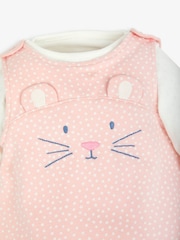 JoJo Maman Bébé Pink 2-Piece Mouse Dungaree Set - Image 4 of 5