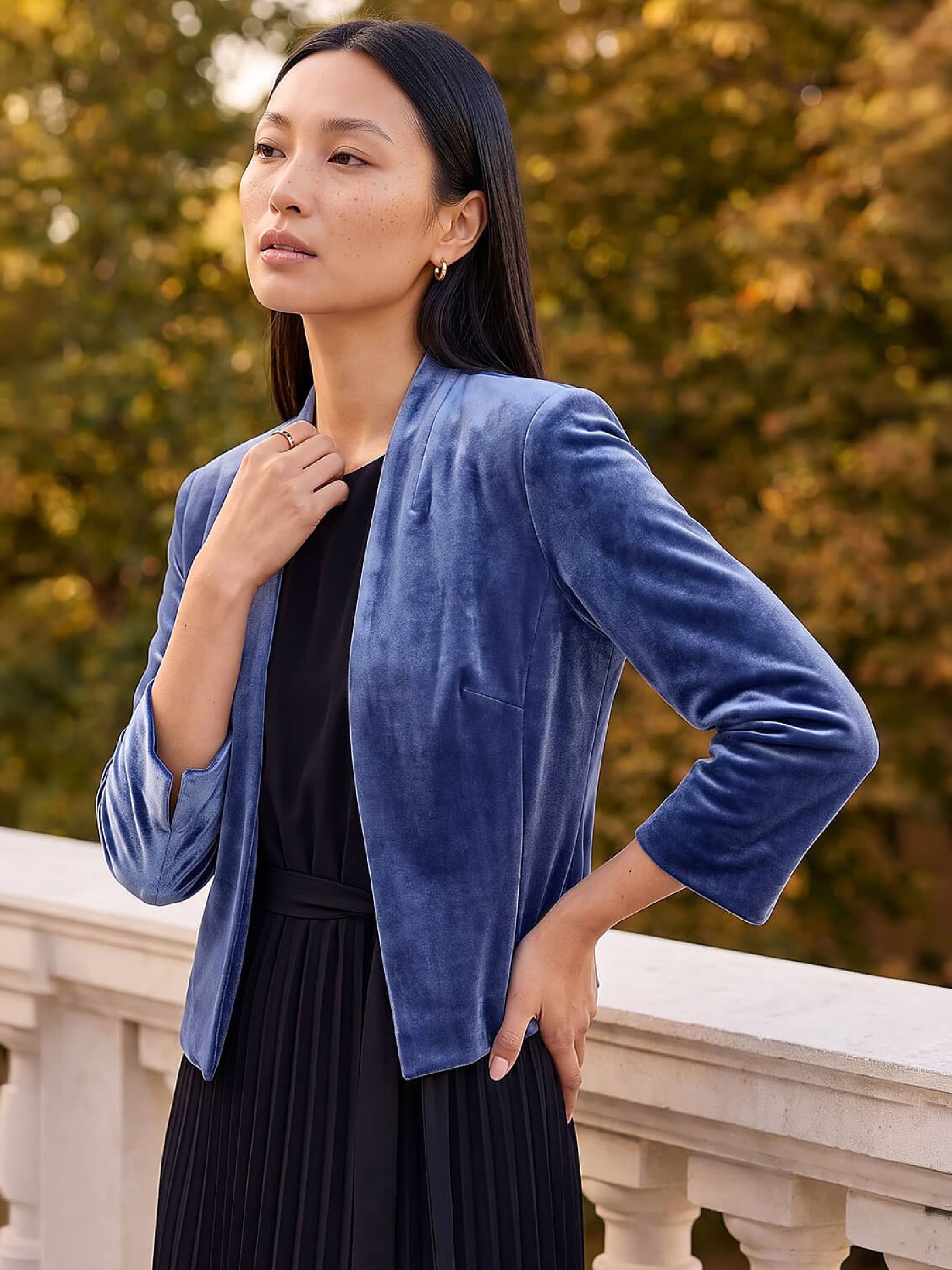 Roman Women's Midnight Stretch Velvet Smart Jacket In | : Size 18 - Image 2