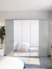 Wiemann Peyton Grey Glass and Mirror Semi Fitted 5 Door Wardrobe - Image 1 of 4