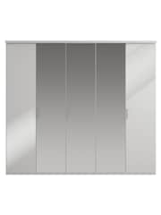 Wiemann Peyton Grey Glass and Mirror Semi Fitted 5 Door Wardrobe - Image 2 of 4