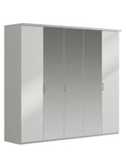 Wiemann Peyton Grey Glass and Mirror Semi Fitted 5 Door Wardrobe - Image 3 of 4