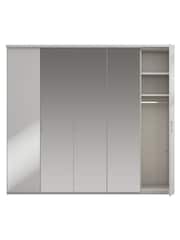 Wiemann Peyton Grey Glass and Mirror Semi Fitted 5 Door Wardrobe - Image 4 of 4