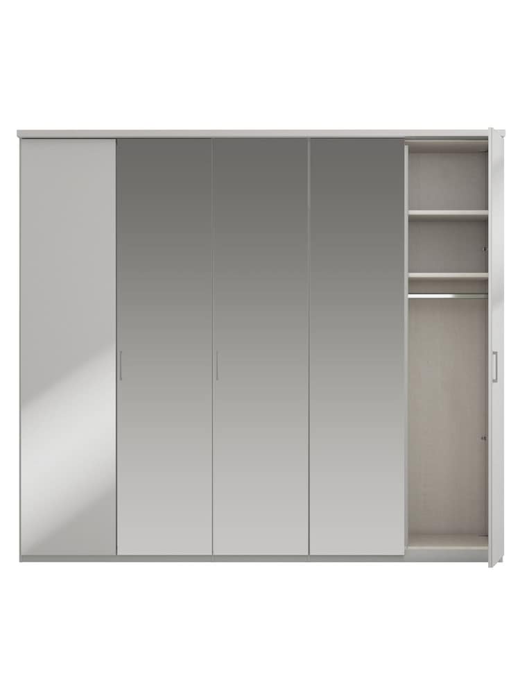 Wiemann Peyton Grey Glass and Mirror Semi Fitted 5 Door Wardrobe - Image 4 of 4