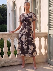 Roman Brown Petite Chiffon Dress - Image 3 of 4