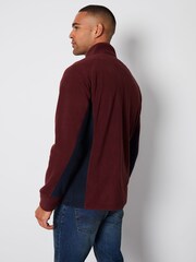 Threadbare Red Contrast Side Panel 1/4 Zip Fleece - Image 2 of 4