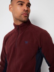 Threadbare Red Contrast Side Panel 1/4 Zip Fleece - Image 4 of 4
