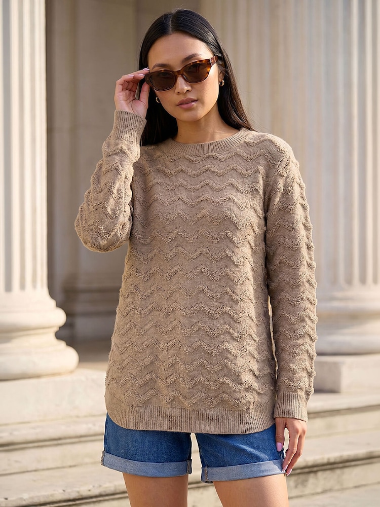Roman Shimmer Wave Curved Hem Knit Jumper - 4суретінің 1 суреті Roman Shimmer Wave Curved Hem Knit Jumper - 4суретінің 1 суреті