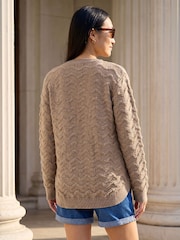 Roman Shimmer Wave Curved Hem Knit Jumper - 4суретінің 2 суреті