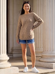 Roman Shimmer Wave Curved Hem Knit Jumper - 4суретінің 3 суреті