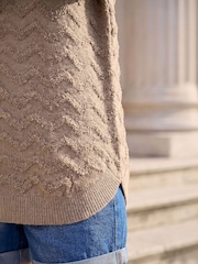 Roman Shimmer Wave Curved Hem Knit Jumper - 4суретінің 4 суреті