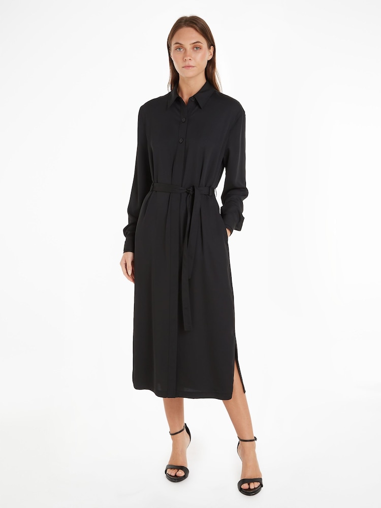 Calvin Klein Recycled Utility Black Shirt Dress - Image 1 of 6