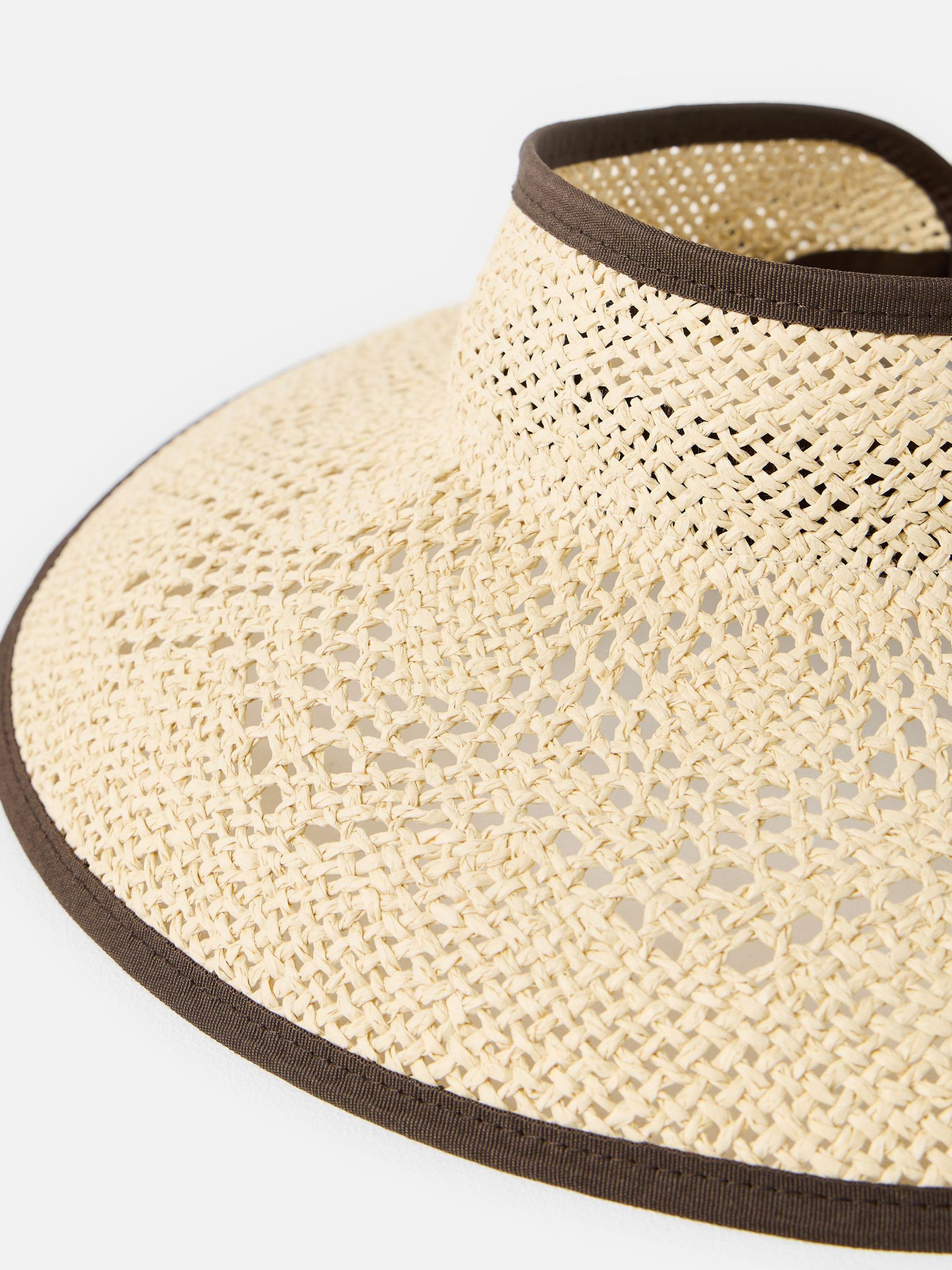 Buy Oliver Bonas Natural Cream Open Weave Large Packable Sun Visor
