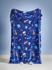 Catherine Lansfield Blue Teddy Lost In Space Cosy Fleece Throw - Image 4 of 4