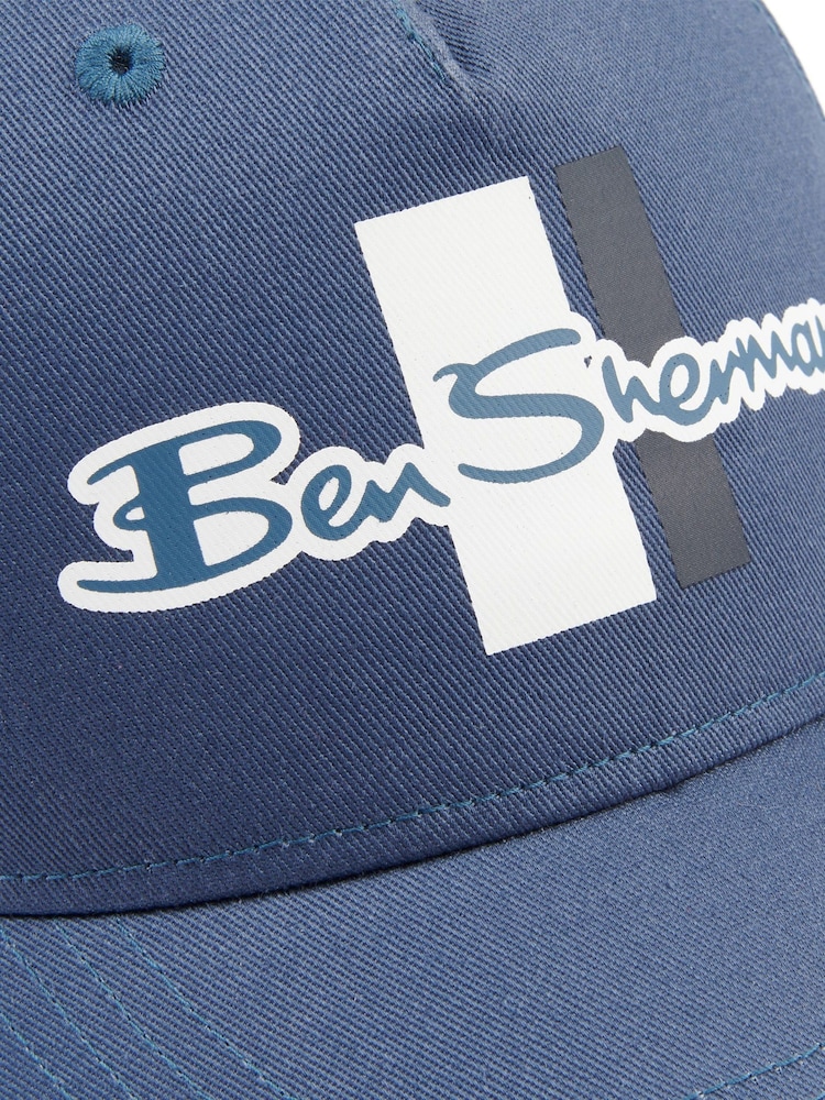 Ben Sherman Blue Mod Script 100% Cotton Baseball Cap - Image 3 of 3