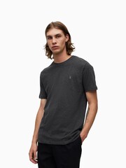 AllSaints Grey Marl 100% Cotton Brace Crew T-Shirt - Image 1 of 6