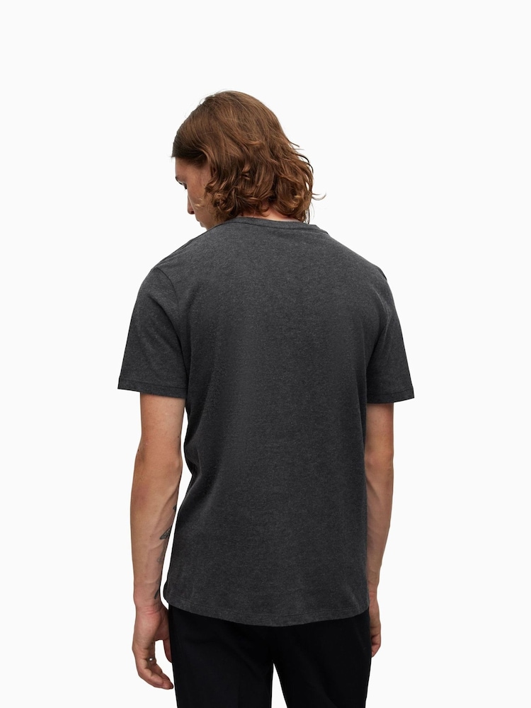 AllSaints Grey Marl 100% Cotton Brace Crew T-Shirt - Image 2 of 6