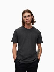 AllSaints Grey Marl 100% Cotton Brace Crew T-Shirt - Image 4 of 6