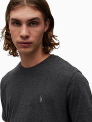 AllSaints Grey Marl 100% Cotton Brace Crew T-Shirt - Image 5 of 6