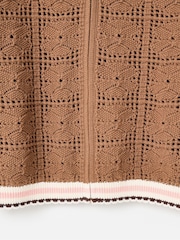 Oliver Bonas Brown Mocha Brown Crochet Zip Up Bomber Jacket - Image 8 of 8