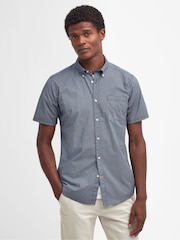 Barbour® Navy Shell Print Short Sleeve 100% Cotton Shirt - Image 1 of 6