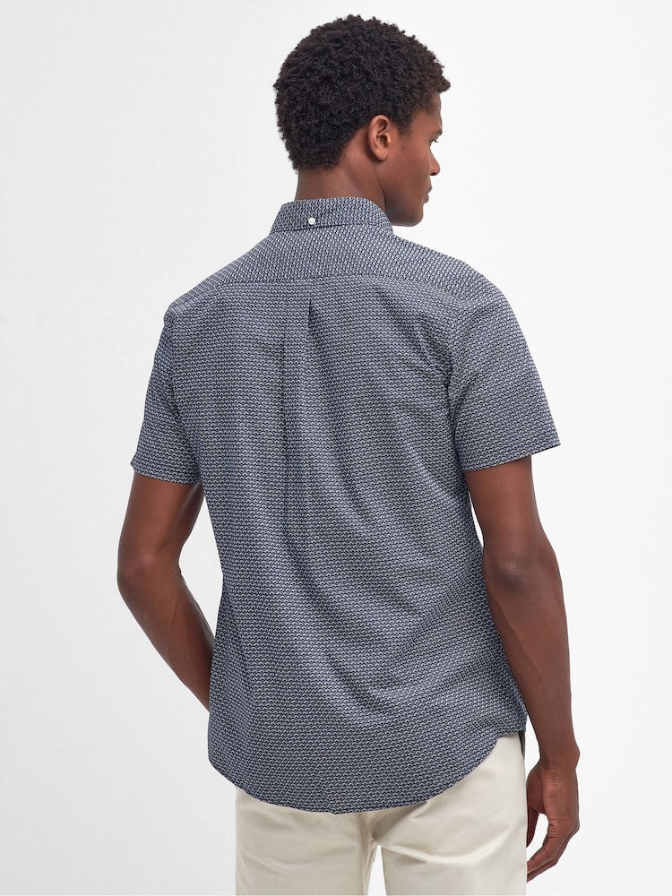 Barbour® Navy Shell Print Short Sleeve 100% Cotton Shirt - Image 2 of 6